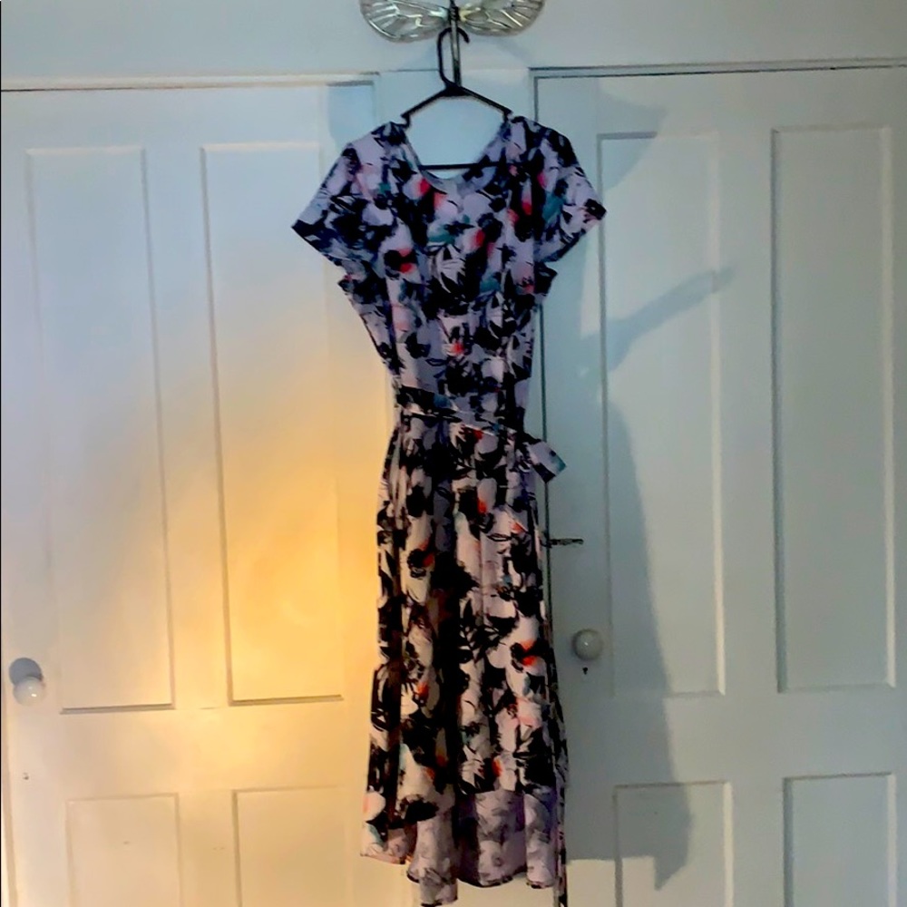 Lane Bryant dress pockets paint splash belted